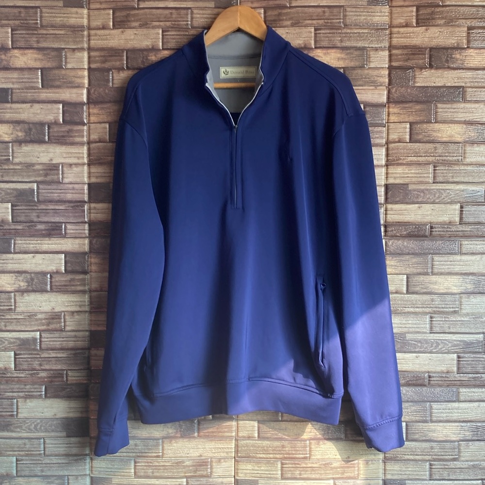 EUC Mens a Donald Ross Large Navy Blue Golf 1/4 Zip Pullover
